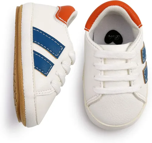 Vista 6 de SENIURIS Zapatos para bebés niños y niñas, suela de goma antideslizante, de piel sintética, zapatos para primeros pasos, zapatos de cuna para recién