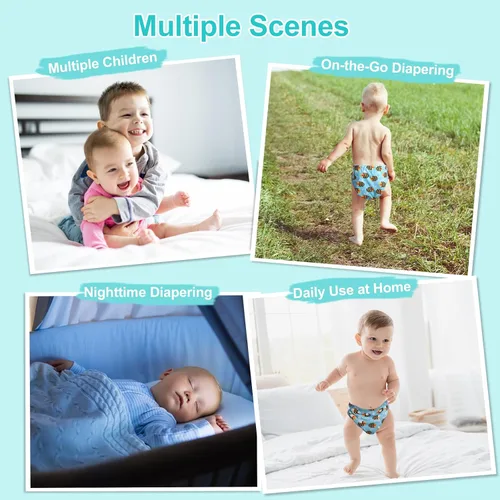 Vista 4 de babygoal Pañales de tela para recién nacidos, paquete de 13 unidades para niños prematuros de 5-12 libras, 6 unidades con 6 insertos y bolsa