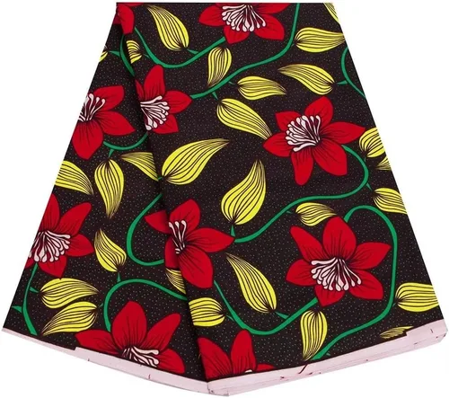 Vista 7 de BintaRealWax Tela africana de 6 yardas 100% algodón Ankara Kente Print Fabric Paño geométrico circular rojo de la impresión de la cera