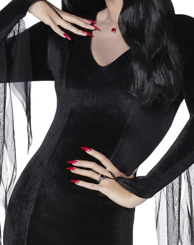 Vista 3 de Spirit Halloween Disfraz de Morticia Addams de la familia Addams, con licencia oficial, disfraz de grupo