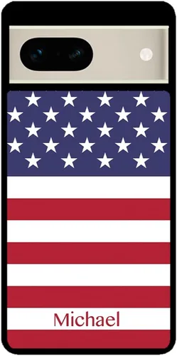 Vista 2 de Funda de goma negra personalizada con diseño de estrellas y rayas de la bandera estadounidense compatible con Google Pixel 10, 10 Pro, 10 Pro XL