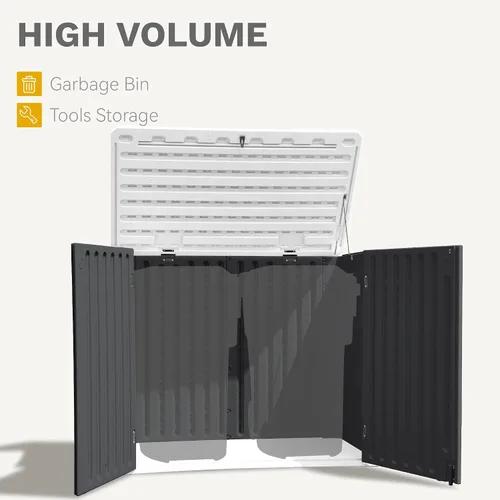 Vista 2 de DWVO Cobertizo de almacenamiento horizontal resistente a la intemperie para exteriores, capacidad de 35 pies cúbicos, con cerradura e impermeable