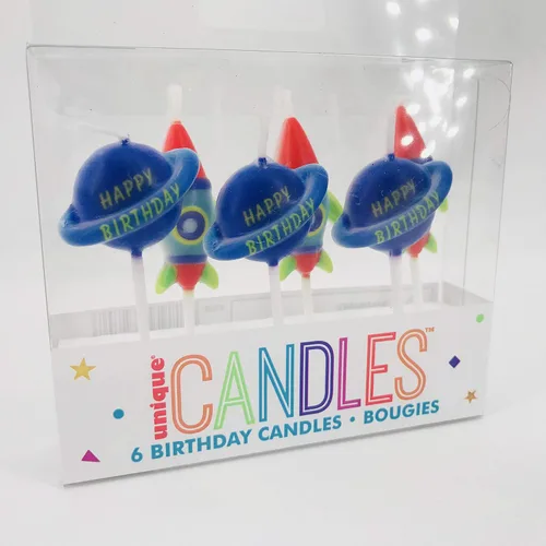 Vista 4 de Unique Velas de cumpleaños del espacio exterior del partido (6) pc