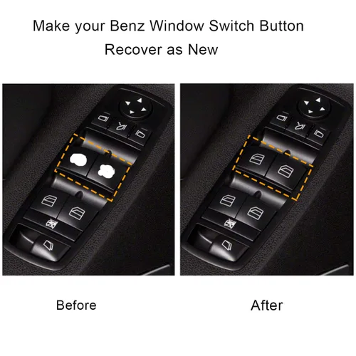 Vista 3 de Moonlinks W164 Botón de interruptor de ventana compatible con Mercedes Benz ML GL R Class - Cubiertas de botones de reparación para interruptor