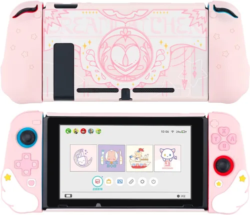 Vista 2 de GeekShare Juego de funda protectora, cubierta de muelle y empuñaduras para el pulgar compatible con Nintendo Switch, absorción de golpes