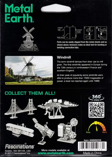 Vista 6 de Metal Earth Molino de viento 3D Kit de modelo de metal Fascinaciones