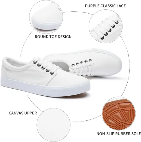 Vista 2 de yageyan Zapatos de lona para hombre Zapatillas bajas Zapatillas blancas de moda para hombre Zapatos casuales