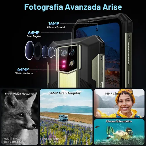 Vista 5 de Ulefone Armor 24 22000mAh Mega Battery - Teléfono resistente desbloqueado, luz de campamento, 24 GB de RAM +256 GB de ROM, pantalla FHD de 6.78
