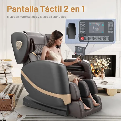 Vista 6 de FURNIMAT Silla de masaje de cuerpo completo, silla de masaje de gravedad cero con 10 rodillos fijos, bolsas de aire, calefacción, masaje de pies