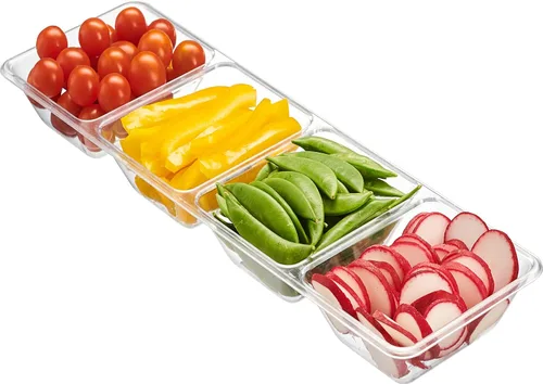 Vista 9 de Plasticpro Bandeja de servir de plástico rectangular de 4 secciones/platillo (2, Negro)
