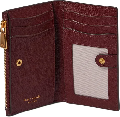Vista 3 de Kate Spade New York Morgan Saffiano Cartera pequeña y delgada de piel plegable, Cordovan, Morgan Saffiano Cartera pequeña y delgada de piel plegable