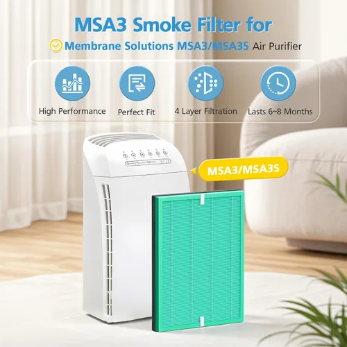 Vista 2 de MSA3 Filtro de olor para mascotas de repuesto, compatible con el purificador de aire de soluciones de membrana MSA3/MSA3S, filtro 4-en-1 mejorado