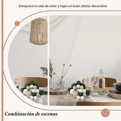 Vista 6 de Jetec 18 bolas decorativas para cuencos de centro de mesa, bolas de musgo verde y relleno de cuerda para el hogar, jarrón, jardín, boda, granja