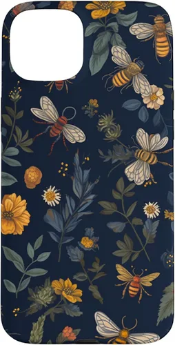 Vista 9 de Bees and Wildflowers on Dark Blue Funda para iPhone 17