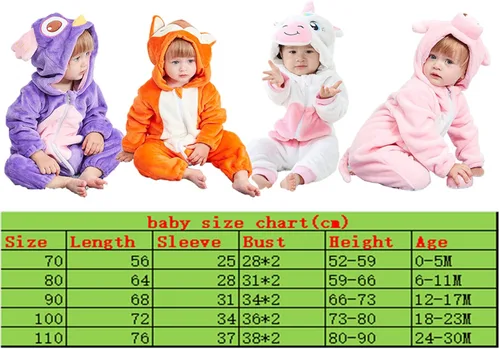 Vista 49 de Mameluco unisex de franela para bebé, disfraz de animal con capucha de dibujos animados