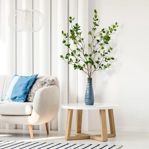 Vista 3 de Sggvecsy 43'' 2 Piezas Ramas de Ficus Artificiales Spray de Hojas Falsas Ramas de Eucalipto Verde Tallos de Vegetación Artificial Plantas de Ramitas