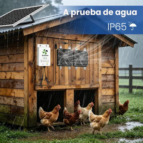 Vista 3 de Extractor solar para Chiken Coop con termostato inteligente