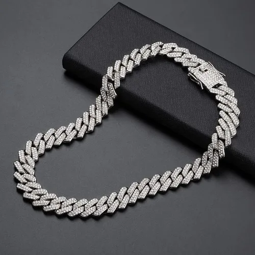 Vista 7 de UILZ Cadena cubana de eslabones cubanos para hombre, oro de 18 quilates, plata de Miami, cadena cubana de 182024 pulgadas, joyería de hip hop