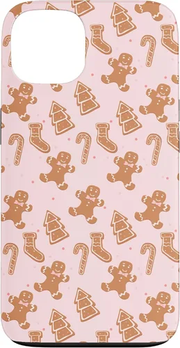 Vista 7 de iPhone 16 Pink Gingerbread Cookie Christmas with Polka Dots Case