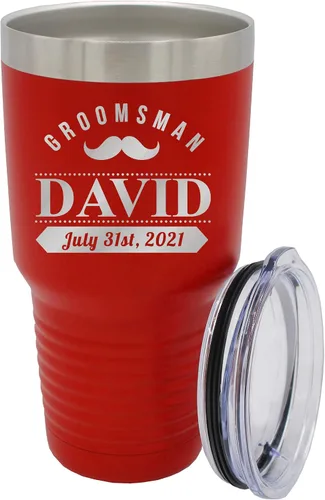 Vista 35 de Vaso de padrinos de boda grabado personalizado, taza de acero inoxidable aislada personalizada para padrino de boda, despedida de soltero, boda