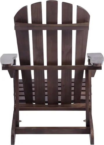 Vista 5 de Silla Adirondack de madera maciza para patio trasero, jardín, césped, porche, color marrón oscuro