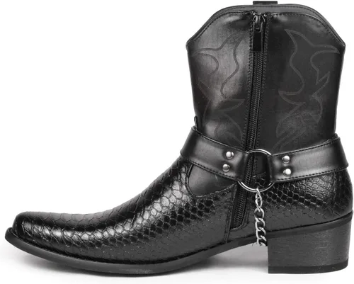 Vista 4 de Metrocharm Diego-01 - Botas vaqueras occidentales con hebilla para cinturón para hombre