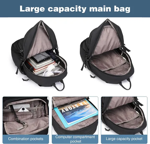 Vista 5 de Wotony Mochila táctica militar para hombres, bolsa de asalto de 3 días con sistema Molle para aventuras al aire libre (negro, 25L)