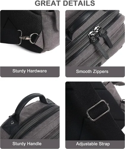 Vista 6 de Schkleier Bolsa de mensajero para hombre, bolsa cruzada de lona, mochila cruzada, bolsa de hombro para laptop, senderismo, mochilas casuales tácticas