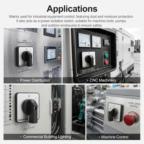 Vista 8 de Baomain Interruptor de cambio rotativo, 20A 3 posiciones, selector de leva de 8 terminales con selección de circuito 1-0-2, certificado UL
