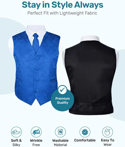 Vista 3 de S.H. Churchill & Co. Conjunto formal de chaleco y corbata de cachemira de 4 piezas para niños