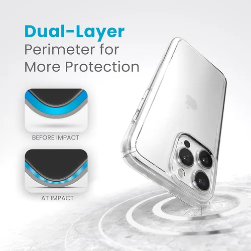 Vista 4 de Speck Funda transparente para iPhone 15 Pro Max, delgada, protección contra caídas, resistente a los arañazos, no se amarillea, funda para teléfono