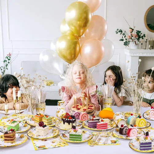 Vista 6 de Suministros de fiesta de abejas, platos y servilletas de abejas, vasos, servilletas y tenedores, decoraciones de fiesta de abejas para baby shower