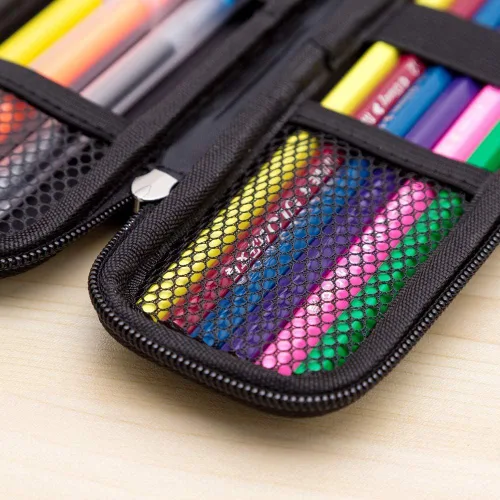 Vista 7 de Estuche pequeño para lápices, estuche rígido para plumas estilográficas ejecutivas, bolígrafos - Negro