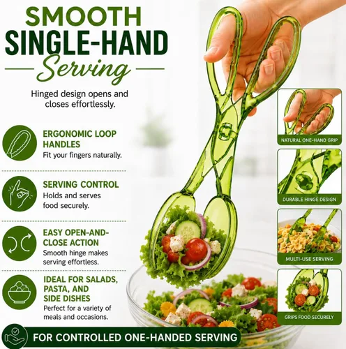 Vista 2 de HIC Harold Import Co HIC Harold Import Co. Pinza para ensalada, con bisagras, 11.5 pulgadas, verde