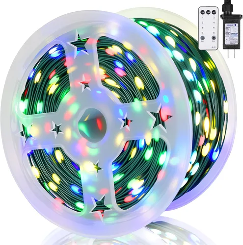 Vista 8 de HYH Luces de Navidad para Exteriores 1000 LED 328 Pies Luces de Cadena Multicolor, IP67 Impermeable Interior Luces de Hadas de Navidad Multifunción