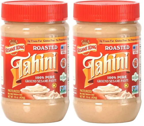 Vista 2 de Sesame King Tahini de sésamo premium, 16 onzas, fabricado en los Estados Unidos, rico sabor cremoso para hummus y otros platos finos, totalmente
