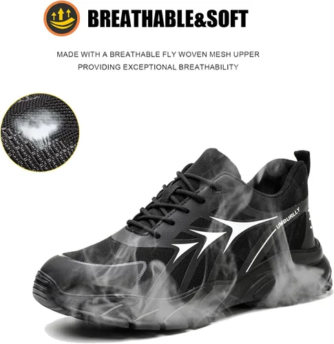 Vista 4 de LIWEGHT Zapatos de punta de acero para mujer, zapatos de seguridad ligeros para mujer, cómodos zapatos de punta de acero compuestos, zapatos