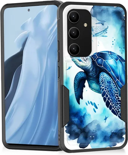 Vista 110 de Funda para Galaxy A14 5G, resistente de doble capa híbrida de policarbonato duro, goma suave, a prueba de golpes, funda protectora resistente