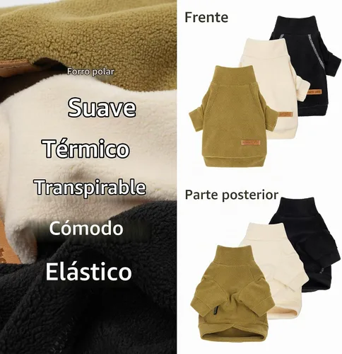 Vista 5 de Fitwarm Paquete de 3 suéteres clásicos de forro polar para perro, ropa de invierno para perros pequeños y niñas, sudadera de cuello alto para perro