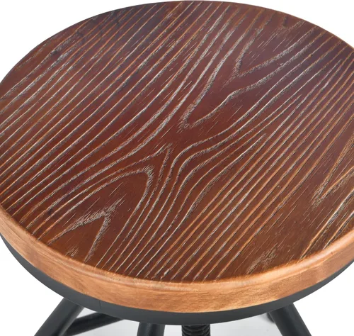 Vista 6 de Taburete de bar industrial vintage con altura ajustable, taburete de cocina estilo francés de granja, silla giratoria, madera maciza Chiar, fácil
