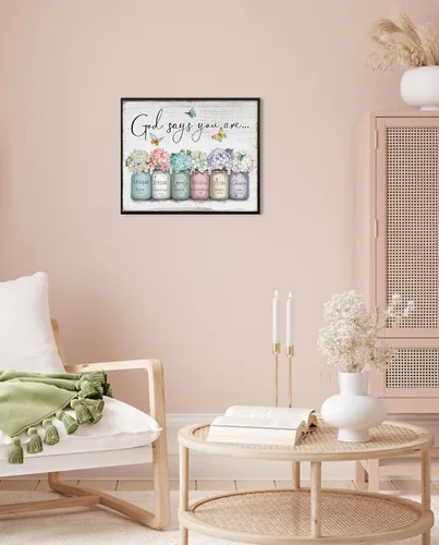 Vista 6 de Dios Dice Que Eres Arte de Pared: Arte de Pared con Versículo Bíblico Cristiano Inspiracional, Escritura Religiosa, Regalos de Aliento para Mujeres
