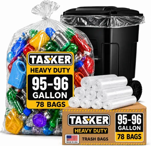 Vista 9 de Bolsas de basura transparentes de 95 a 100 galones resistentes MegaPack 78 bolsas Bolsas de basura extragrandes de 95 a 96 galones, bolsas