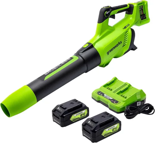 Vista 17 de Greenworks Soplador de hojas axial inalámbrico de 24 V (90 MPH / 320 CFM / más de 200 herramientas compatibles), batería de 2.0 Ah y cargador