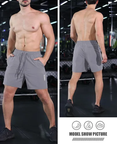 Vista 6 de Aolesy Pantalones cortos de entrenamiento para hombre de 7 pulgadas, pantalones cortos deportivos de secado rápido, ligeros, con bolsillos