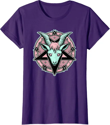 Vista 8 de Camiseta Kawaii Paste Creepy Goat Pentacle, Negro
