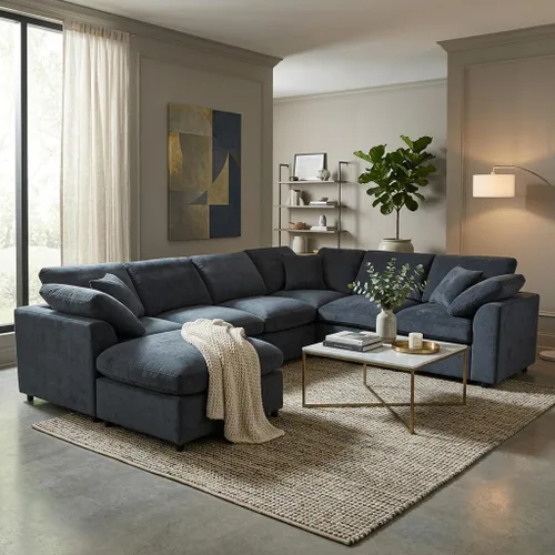 Vista 10 de LUMISOL Sofá modular extragrande de 120.8 pulgadas, 7 plazas, color beige