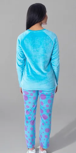 Vista 6 de Disney Monsters Inc. Sulley - Conjunto de pijama de forro polar de felpa bordada para mujer, 2 piezas