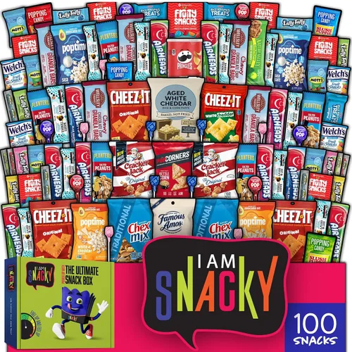 Vista 8 de I AM Snacky - Caja de aperitivos paquete variado de cuidado + tarjeta de felicitación - Caja de aperitivos (40 unidades) Cesta de regalo de dulces