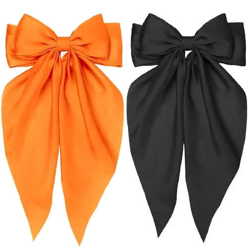 Vista 7 de Tobeffect Pinzas para el cabello, lazos para el cabello para mujeres y niñas, de satén sedoso, pinzas para el cabello con lazo grande, color rojo