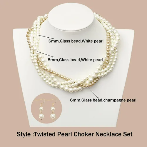 Vista 7 de Juego de collar de oro para mujer, collar estético y aretes, accesorios de moda para fiesta nupcial